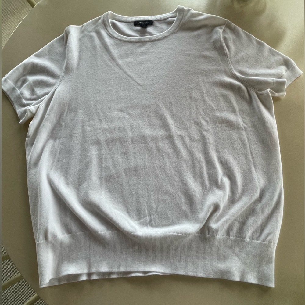 Lands End White short sleeved cotton shirt- L